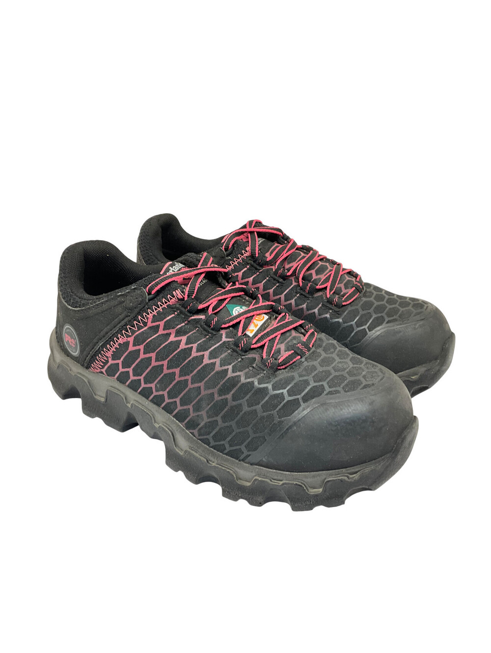 Timberland PRO Women's Powertrain Alloy-Toe Work Shoes A1RTM Black/Pink 7W